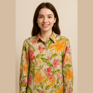 Silkland Floral Pure Silk Blazer Jacket Top Multicolor